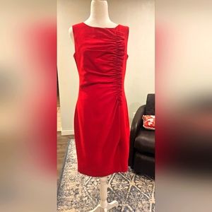 Red fitted dress great for date night or Valentine's day.